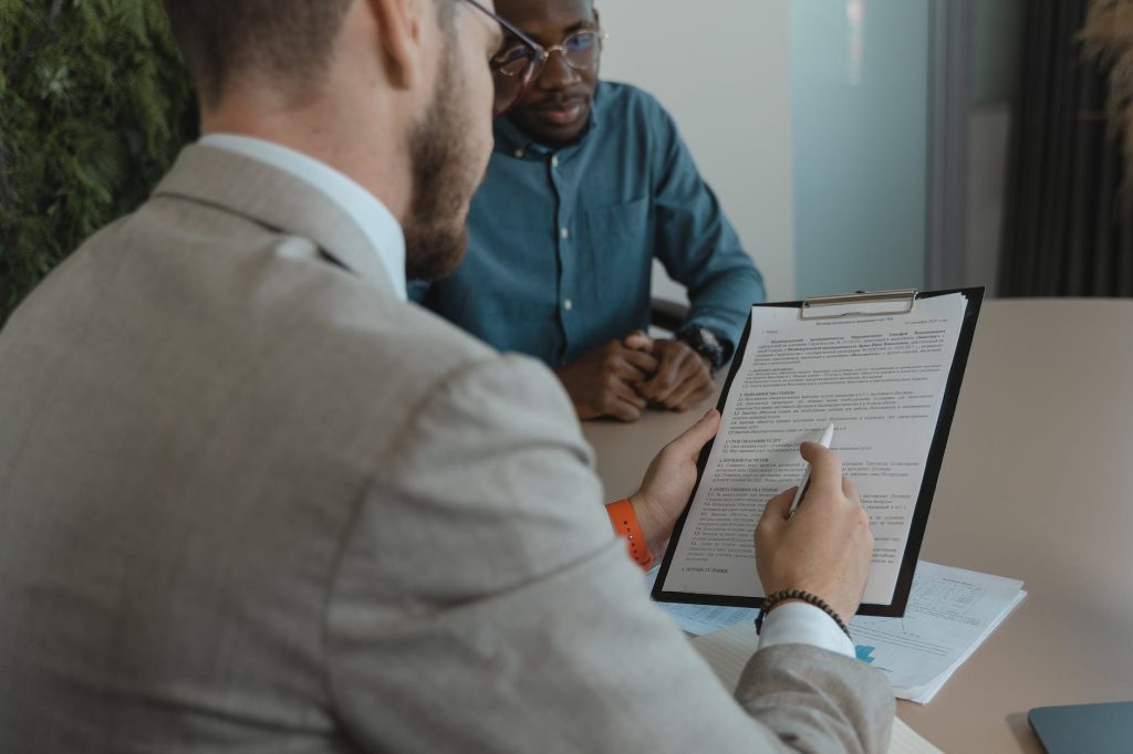 man reading a contract